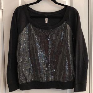 Xhilaration Sequin Embellished Black Sweatshirt